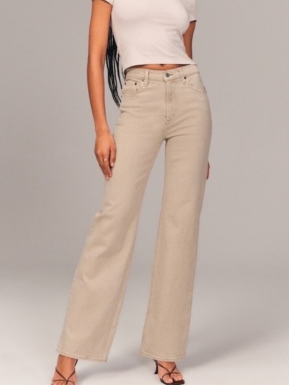 Abercrombie & Fitch The 90s Straight Ultra Highrise Oat Tan Size 30/10s